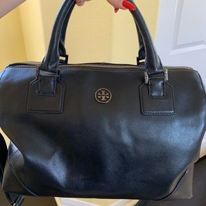 tory burch black leather crossbody satchel bag
